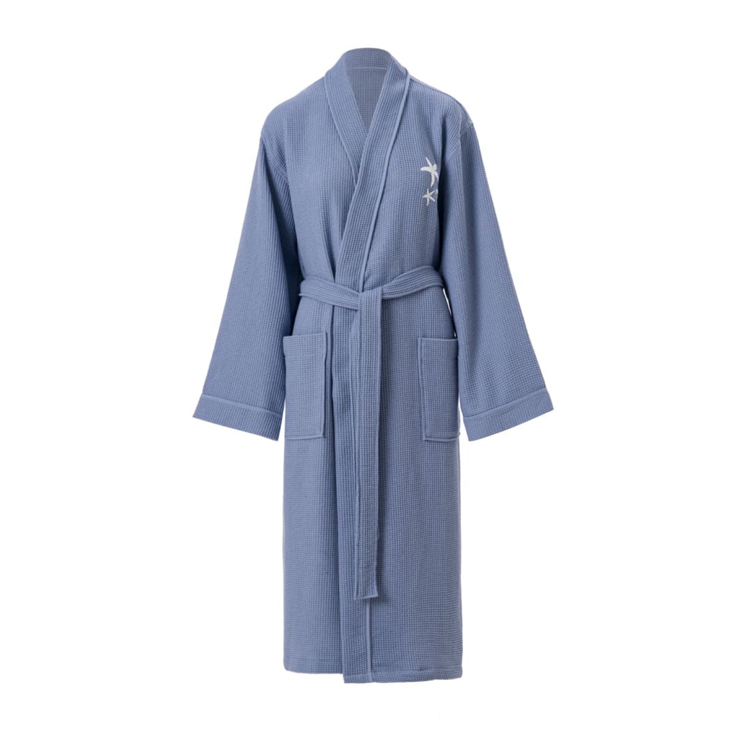 Starfish Embroidery Waffle Bathrobe