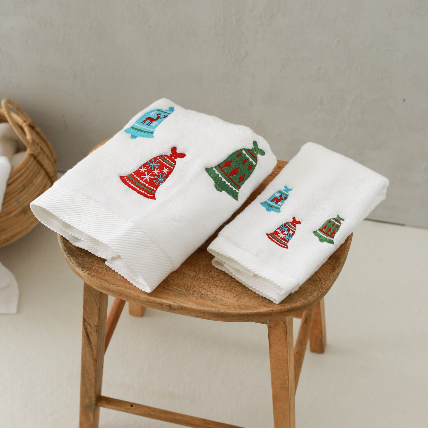 Christmas Bells Embroidery Hand Towel