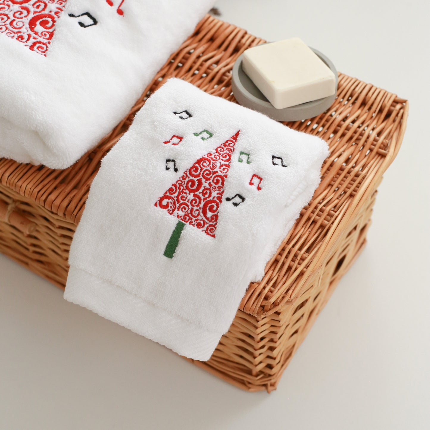 Christmas Tree Embroidery Hand Towel