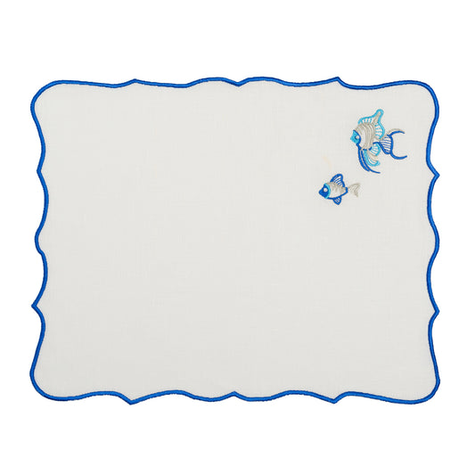 Fish Embroidery Linen Placemats (Set of 2)