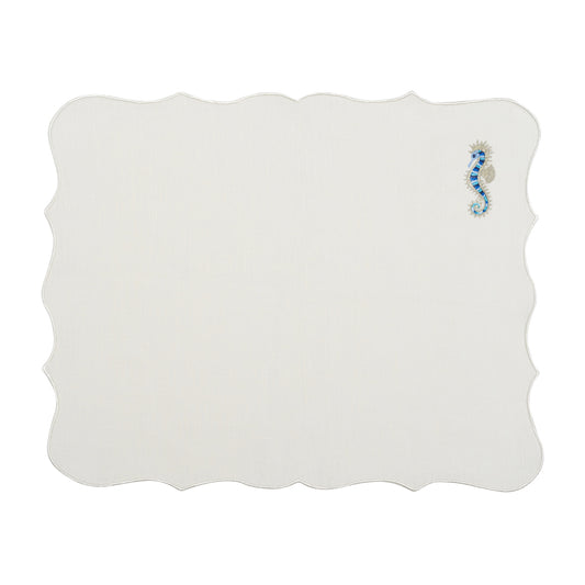 Seahorse Embroidery Linen Placemats (Set of 2)