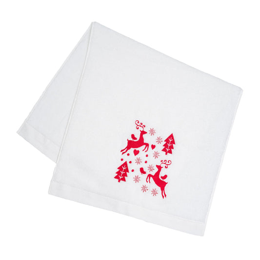 Christmas Deer Embroidery Face Towel