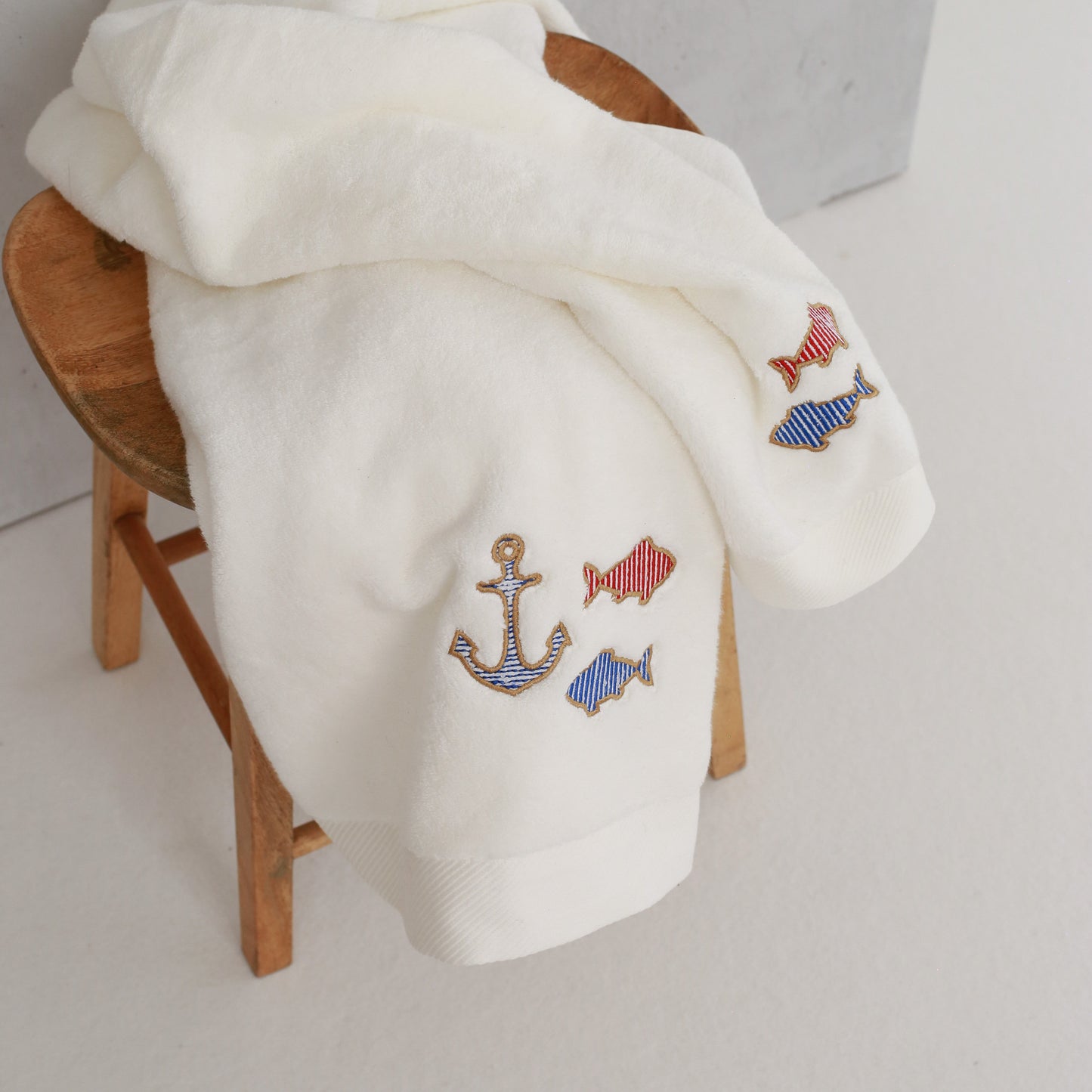 Fish Embroidery Face Towel