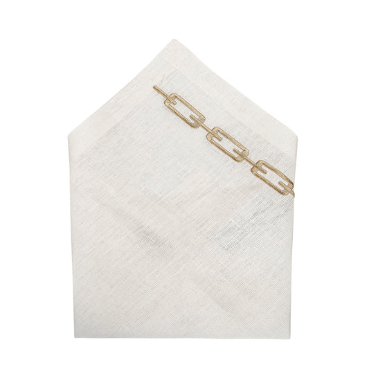 Chain Embroidery Linen Napkin - Set of 2
