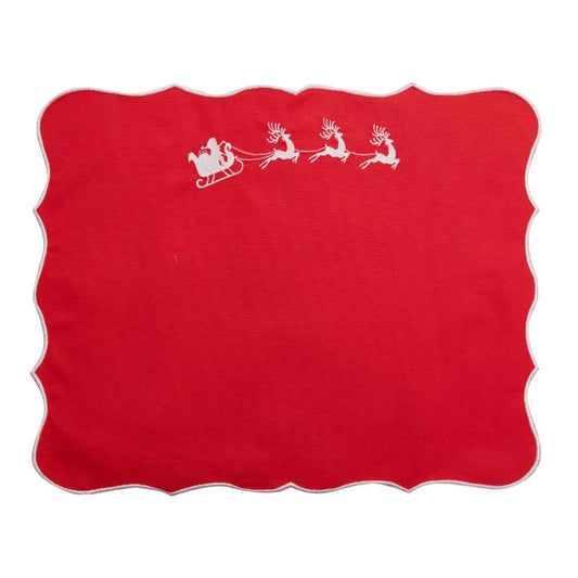 Christmas Sleigh Embroidery Placemats(Set of 2)