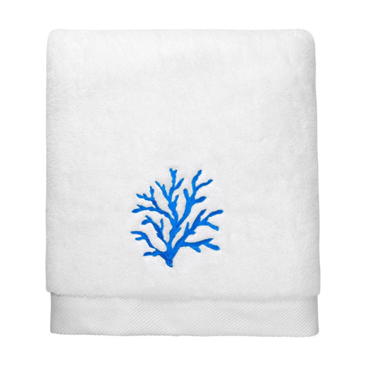 Turquoise Coral Embroidery Bath Towel