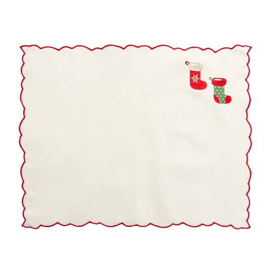 Stockings Embroidery Cotton Placemats(Set of 2)