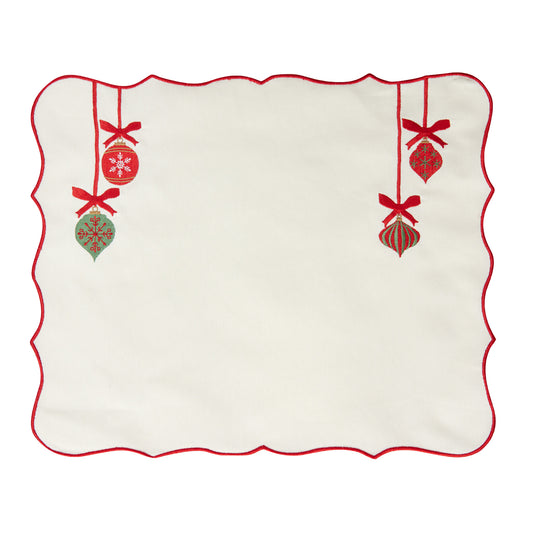 Bauble Embroidery Cotton Placemats (Set of 2)