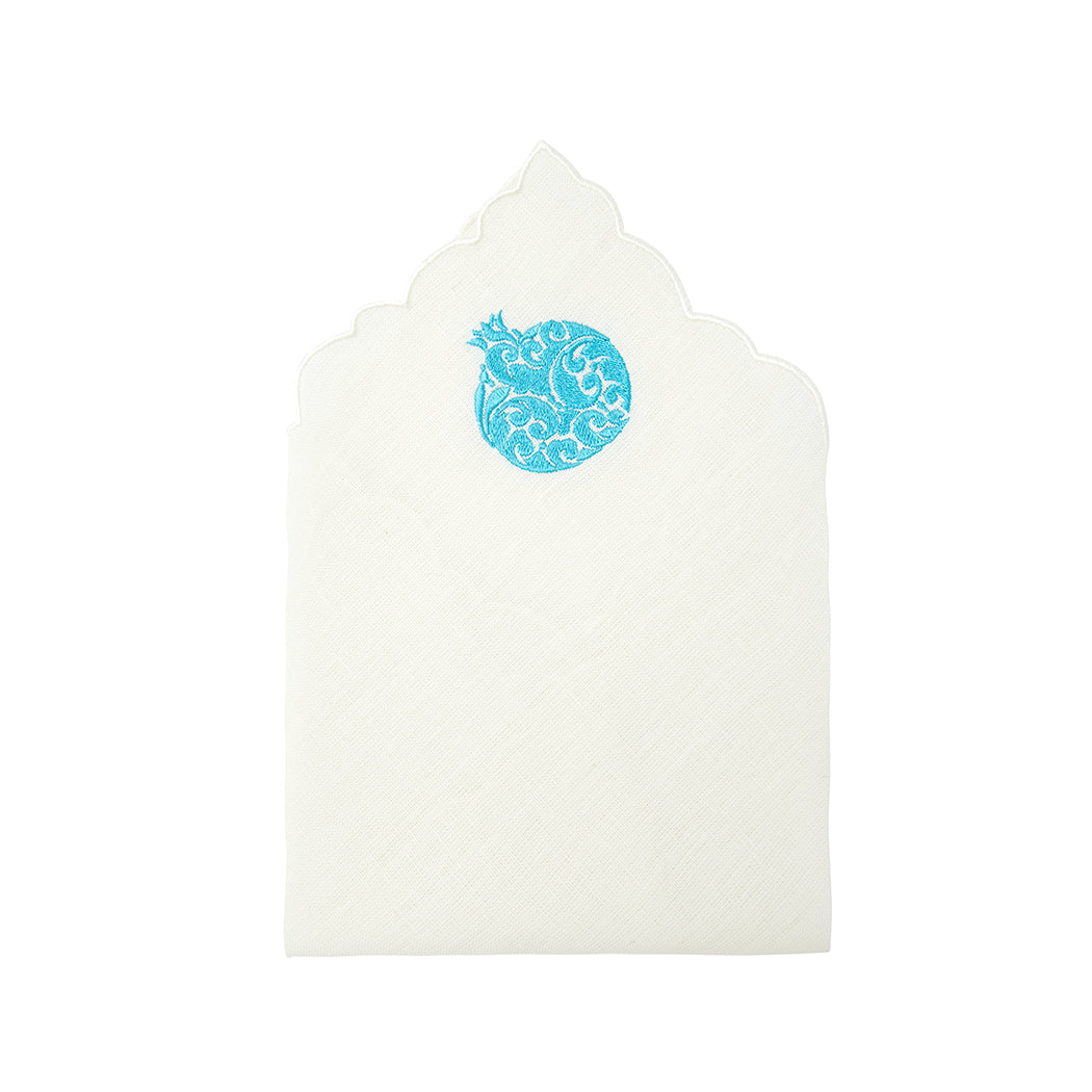 Turquoise Pomegranate Embroidery Linen Napkins (Set of 2)