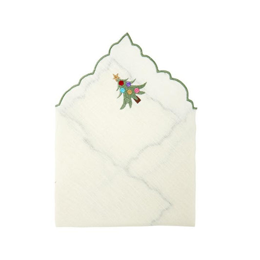 Christmas Tree Embroidery Linen Napkins (Set of 2)