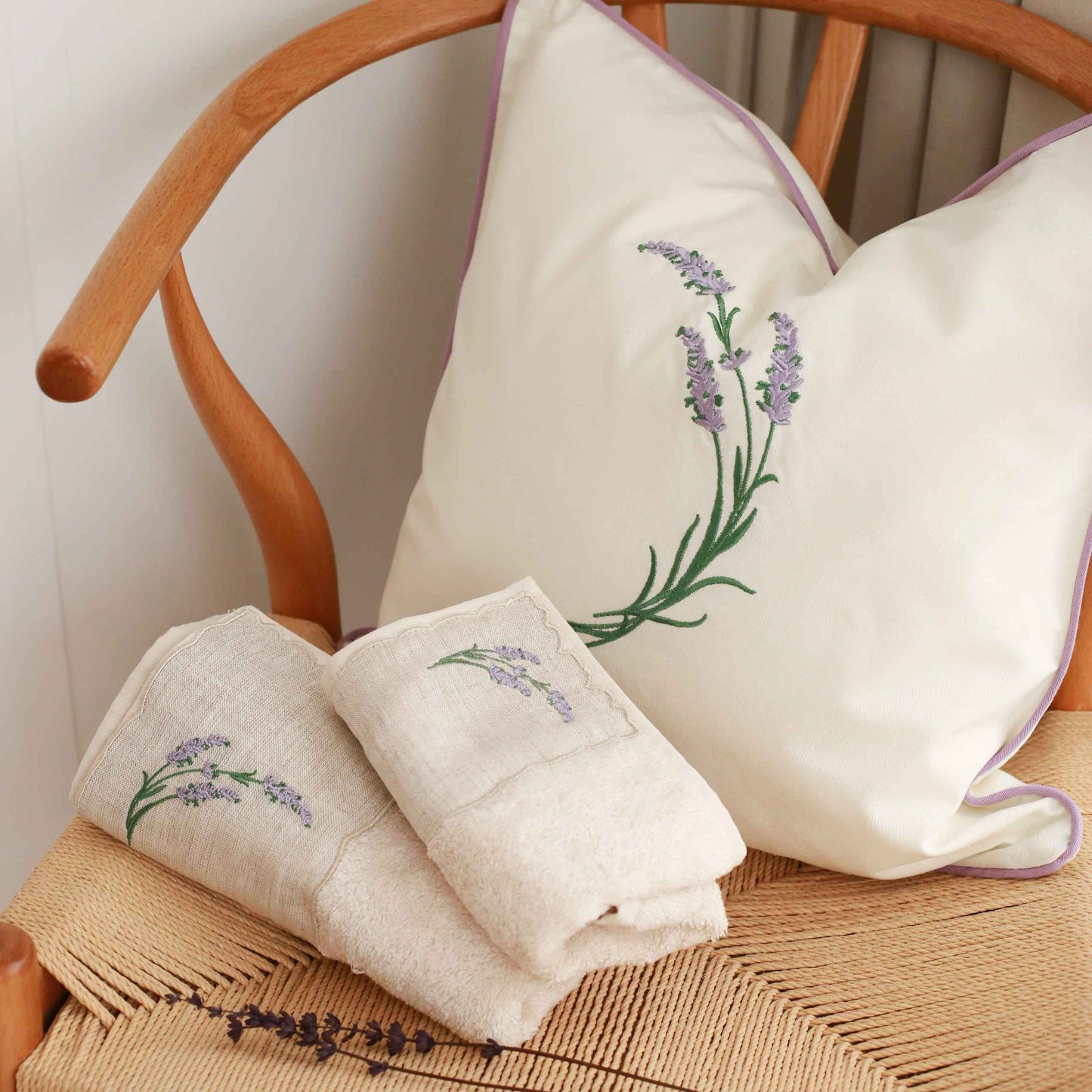 Lavender Embroidered Pillowcase