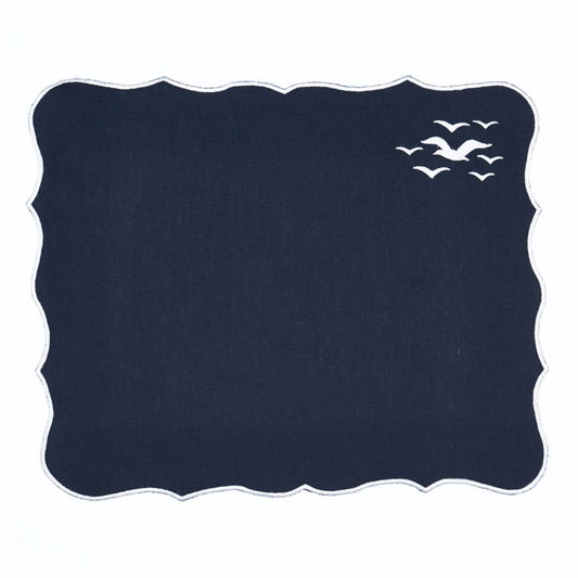 Seagull Embroidery Linen Placemats (Set of 2)