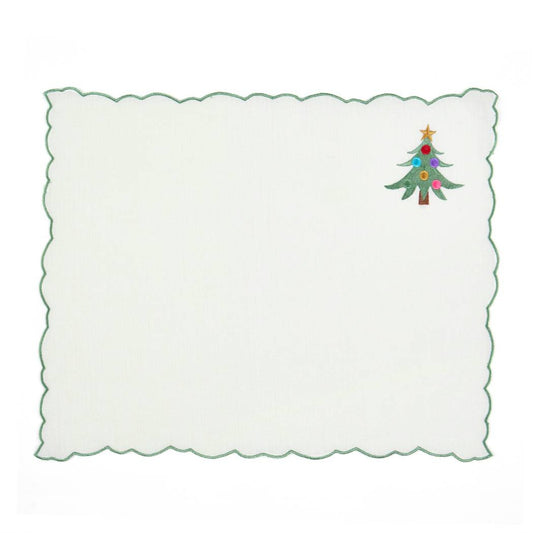 Christmas Tree Embroidery Linen Placemats (Set of 2)