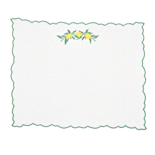 Lemon Embroidery Linen Placemats (Set of 2)