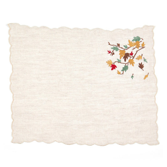 Spilled Leaves Embroidery Linen Placemat  (Set of 2)