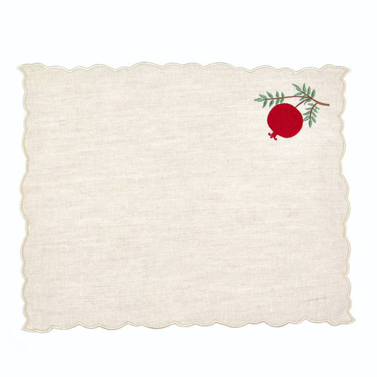 Pomegranate Embroidery Linen Placemats (Set of 2)