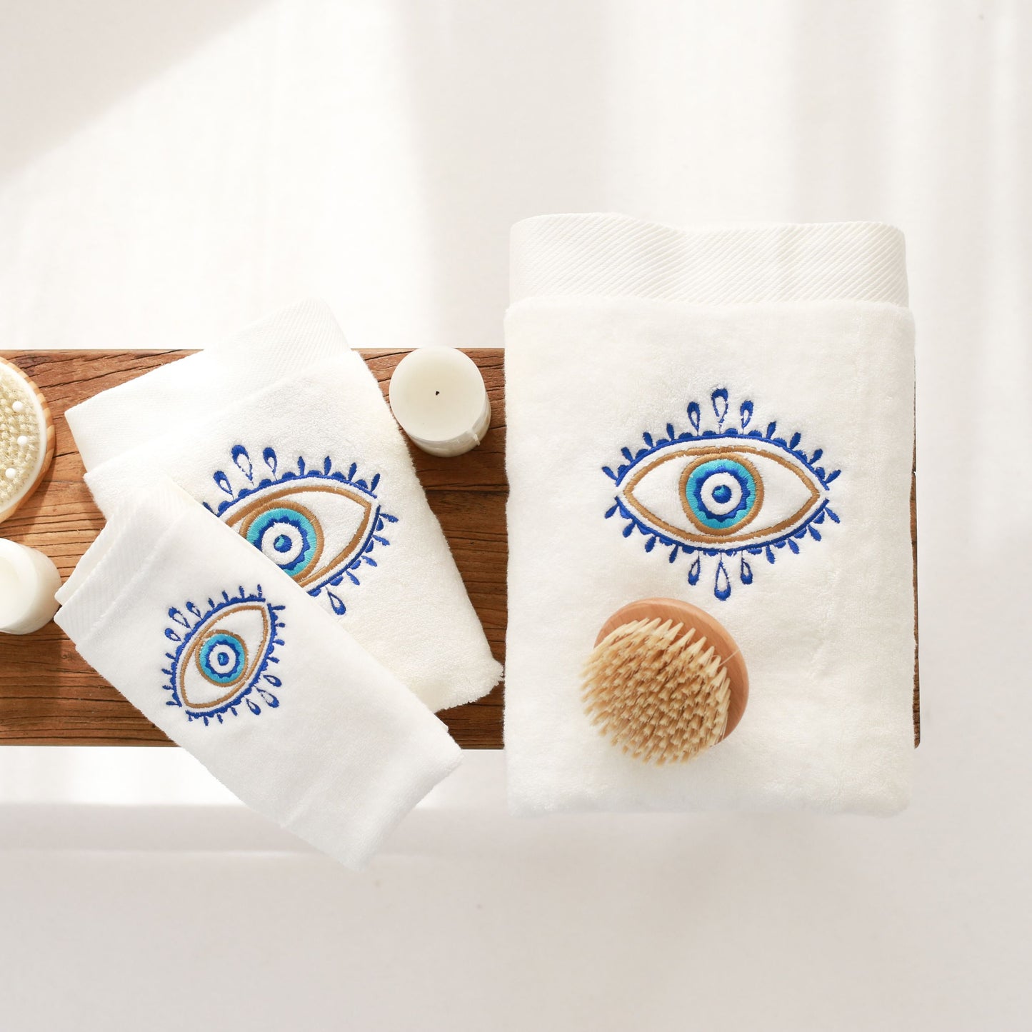Eye Embroidery Face Towel
