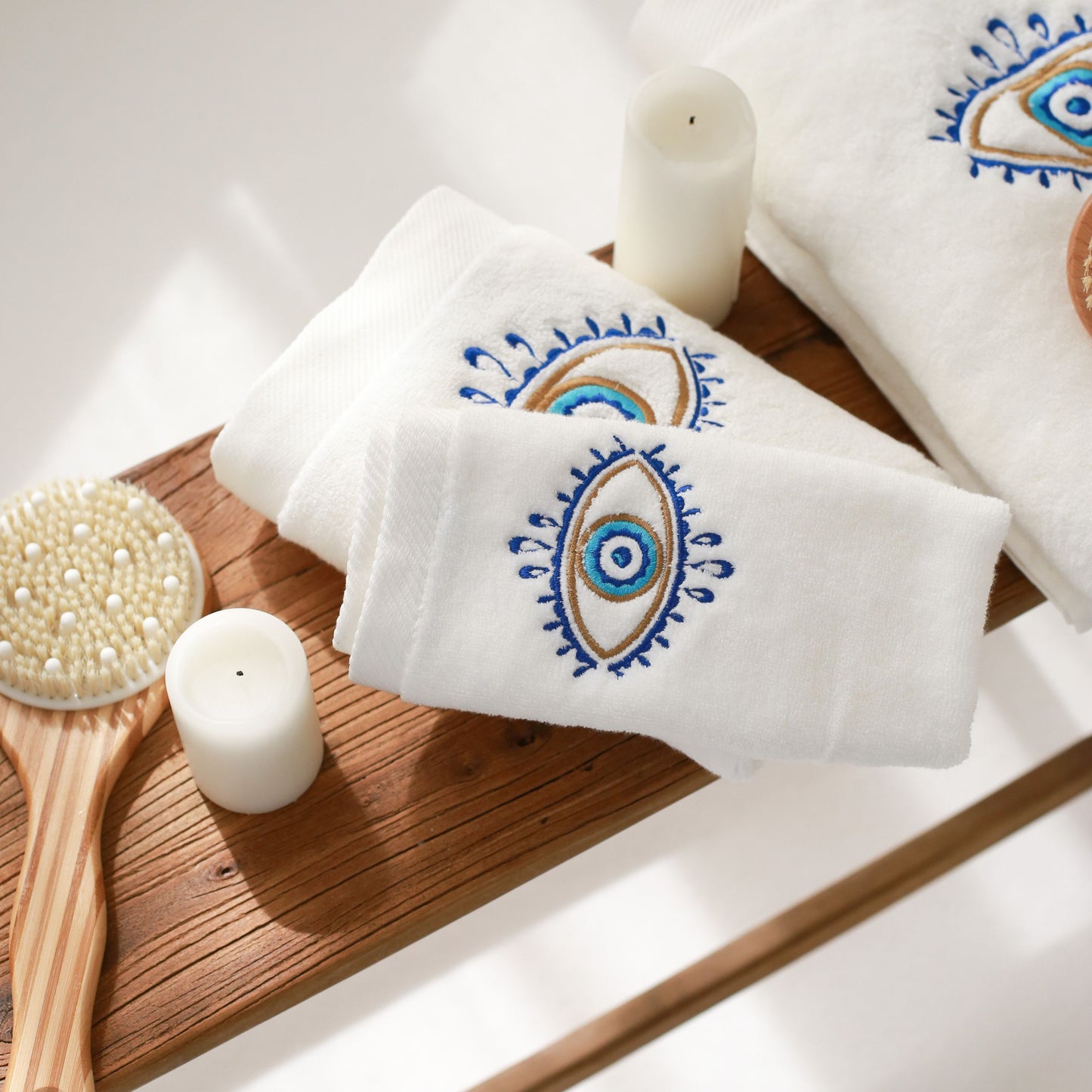 Eye Embroidery Face Towel