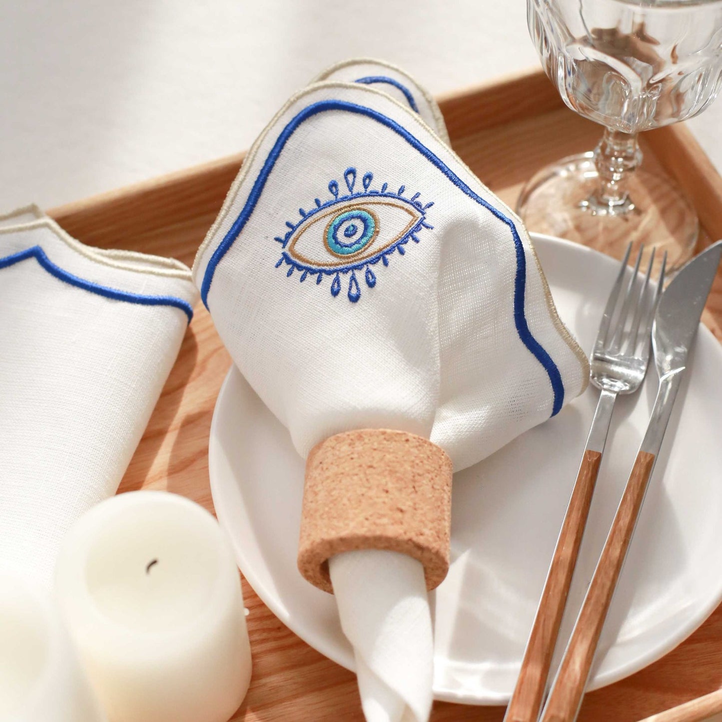Evil Eye Linen Napkins (Set of 2)