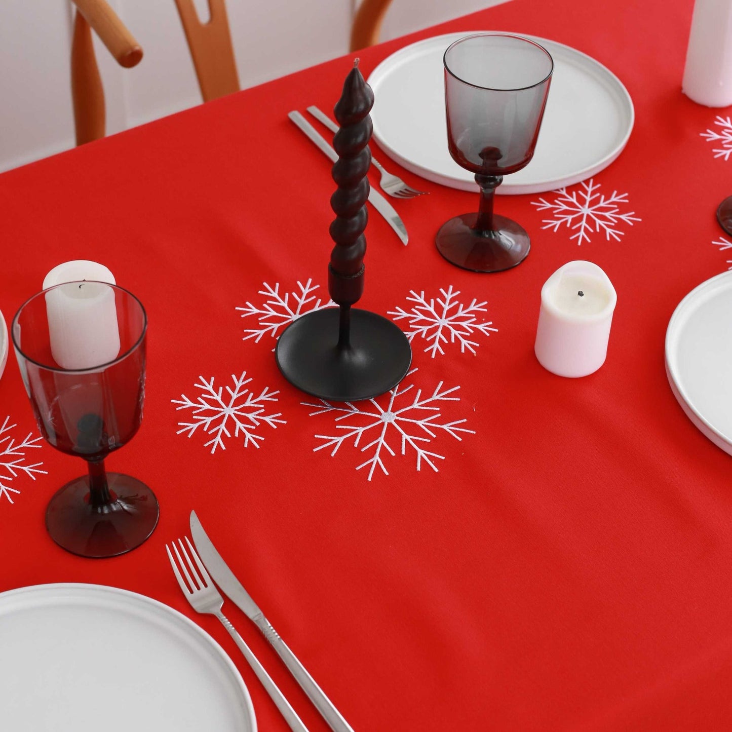 Snowflake Embroidery Cotton Tablecloth