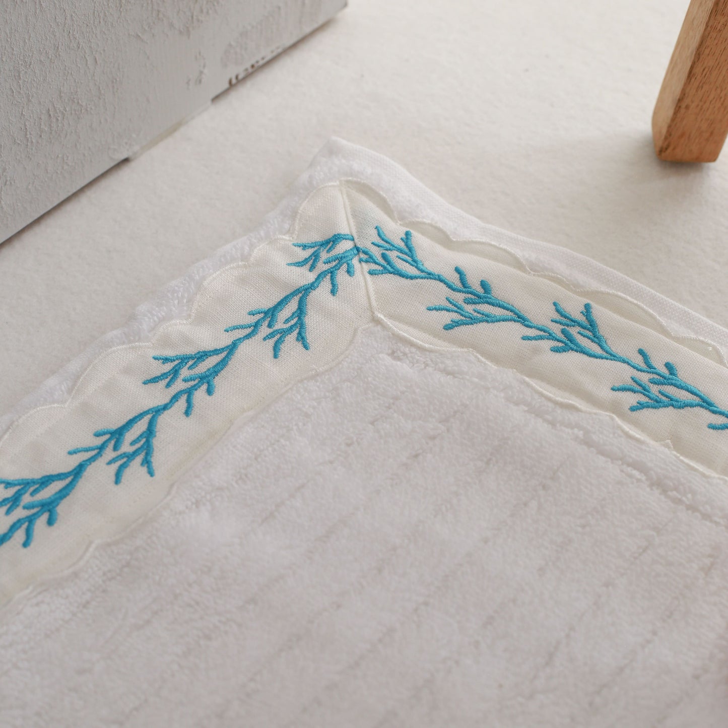 Turquoise Coral Cotton Bath Mat