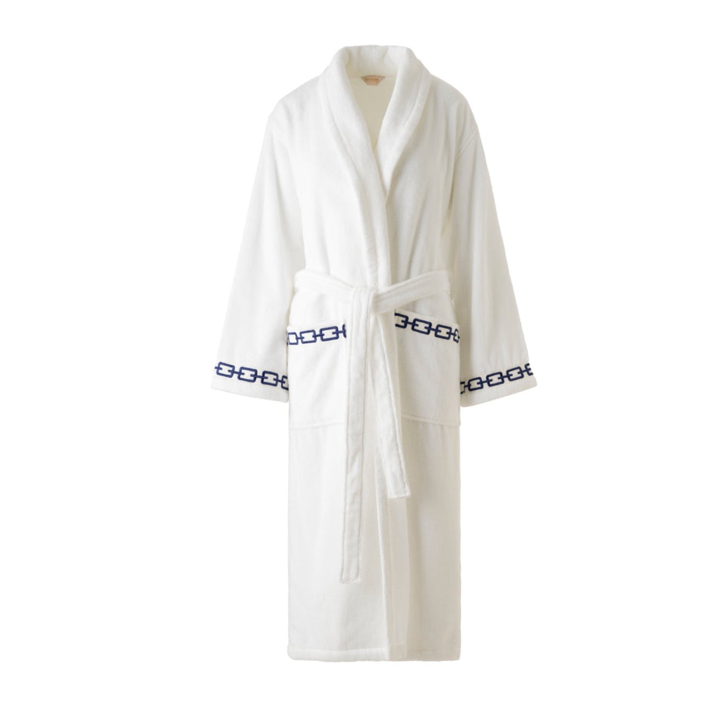 Navy Chain Embroidery Bathrobe