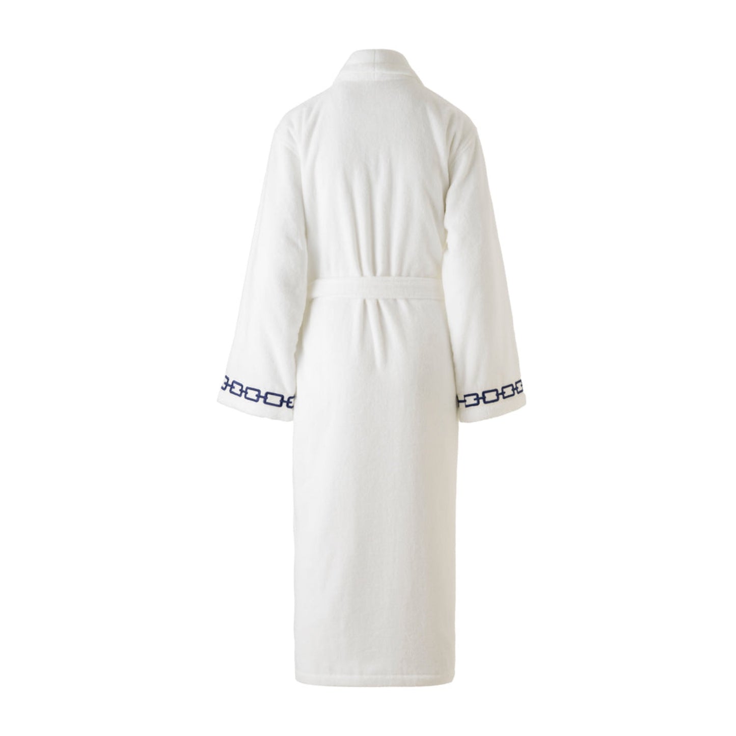 Navy Chain Embroidery Bathrobe