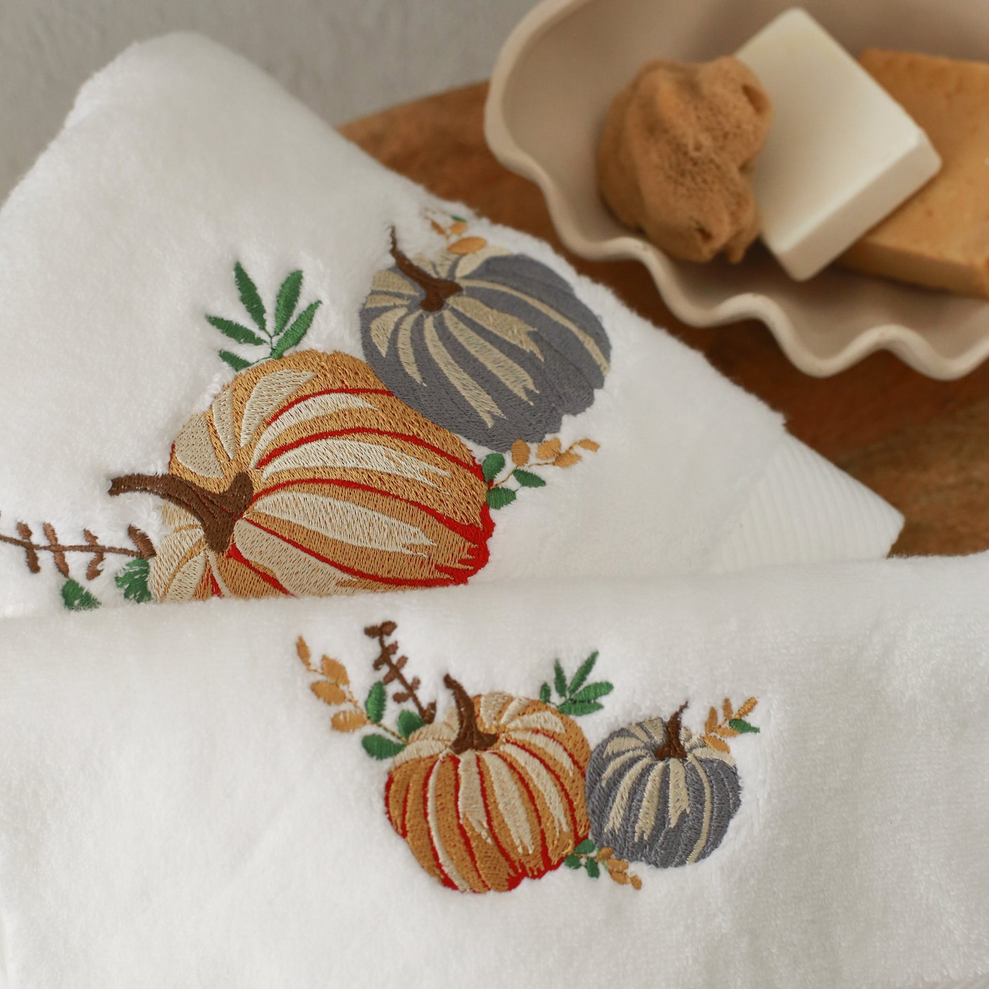 Pumpkin Embroidery Face Towel