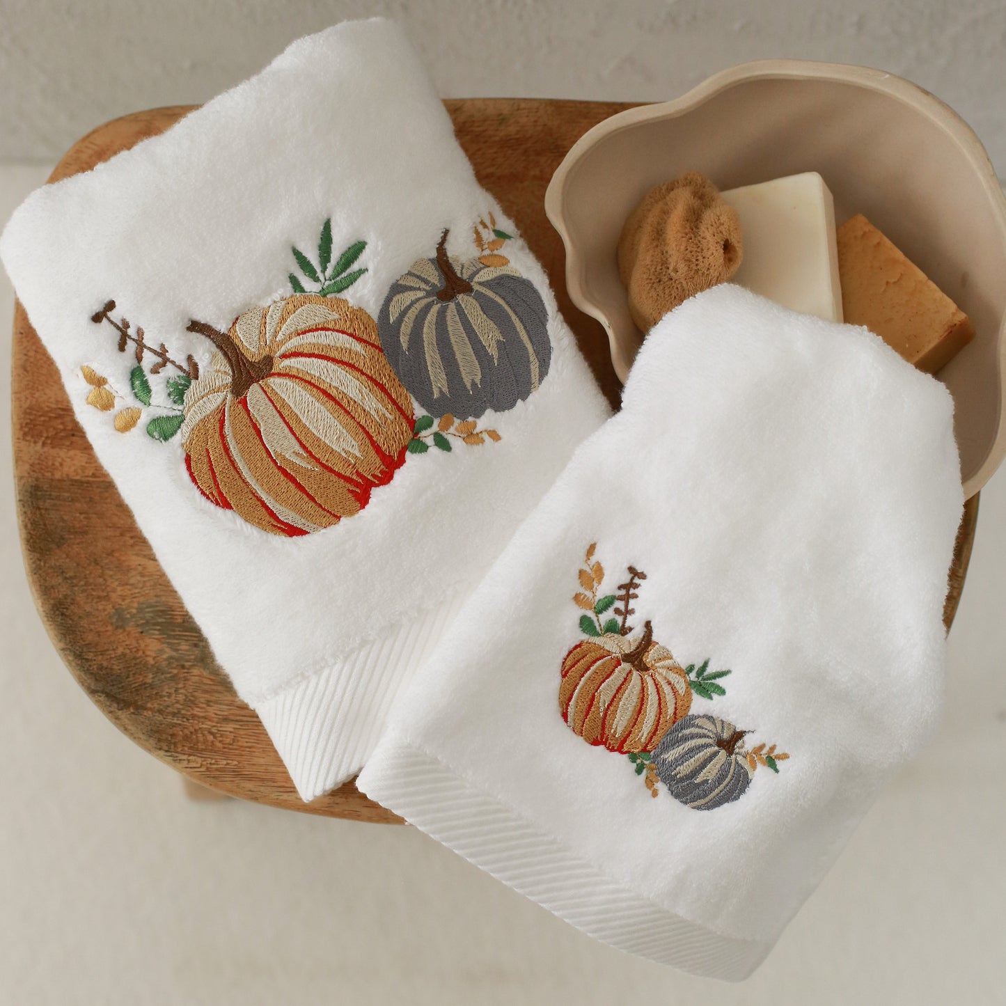 Pumpkin Embroidery Face Towel