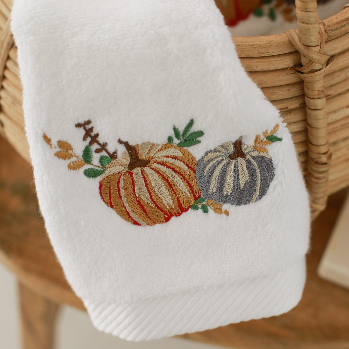 Pumpkin Embroidery Hand Towel