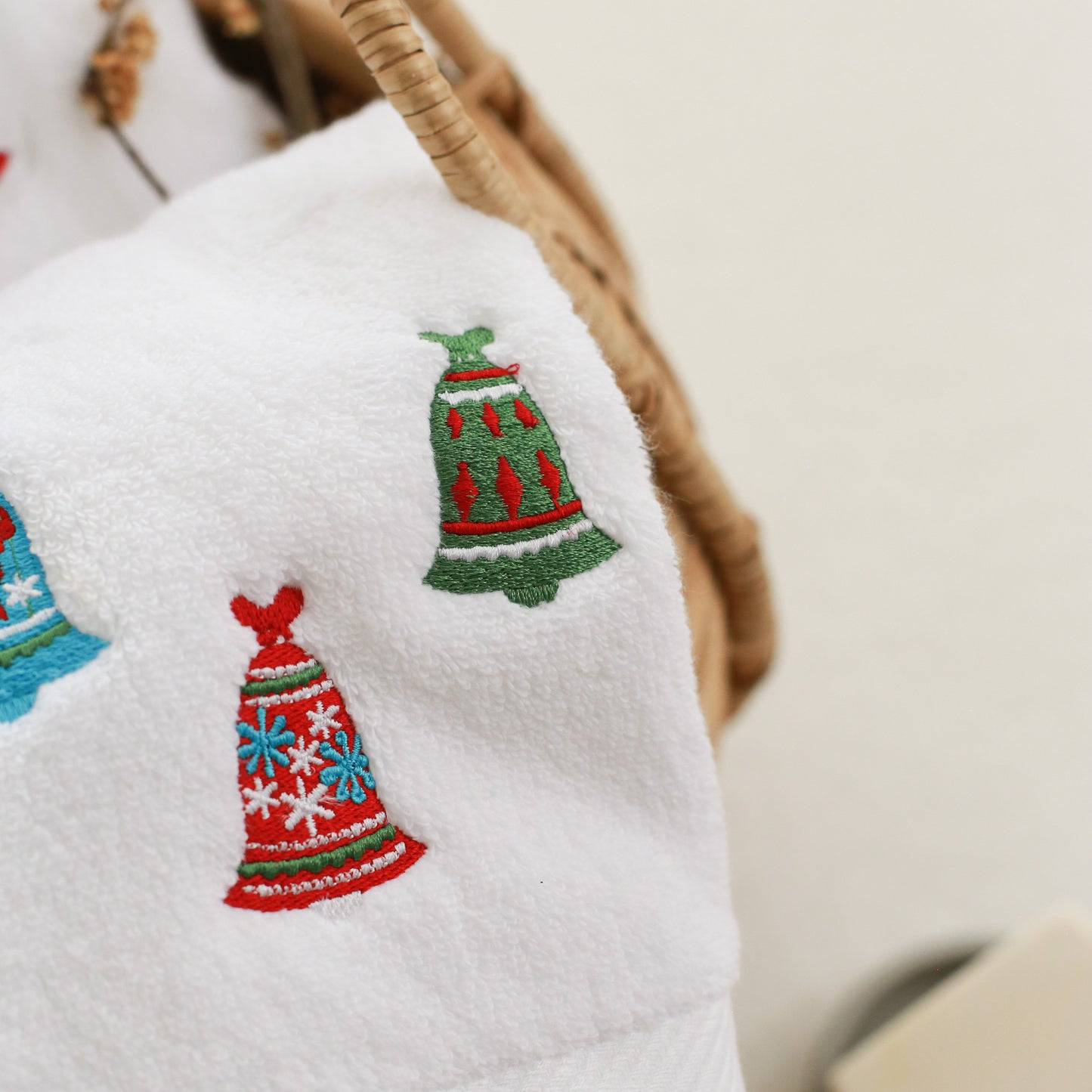 Christmas Bells Embroidery Face Towel