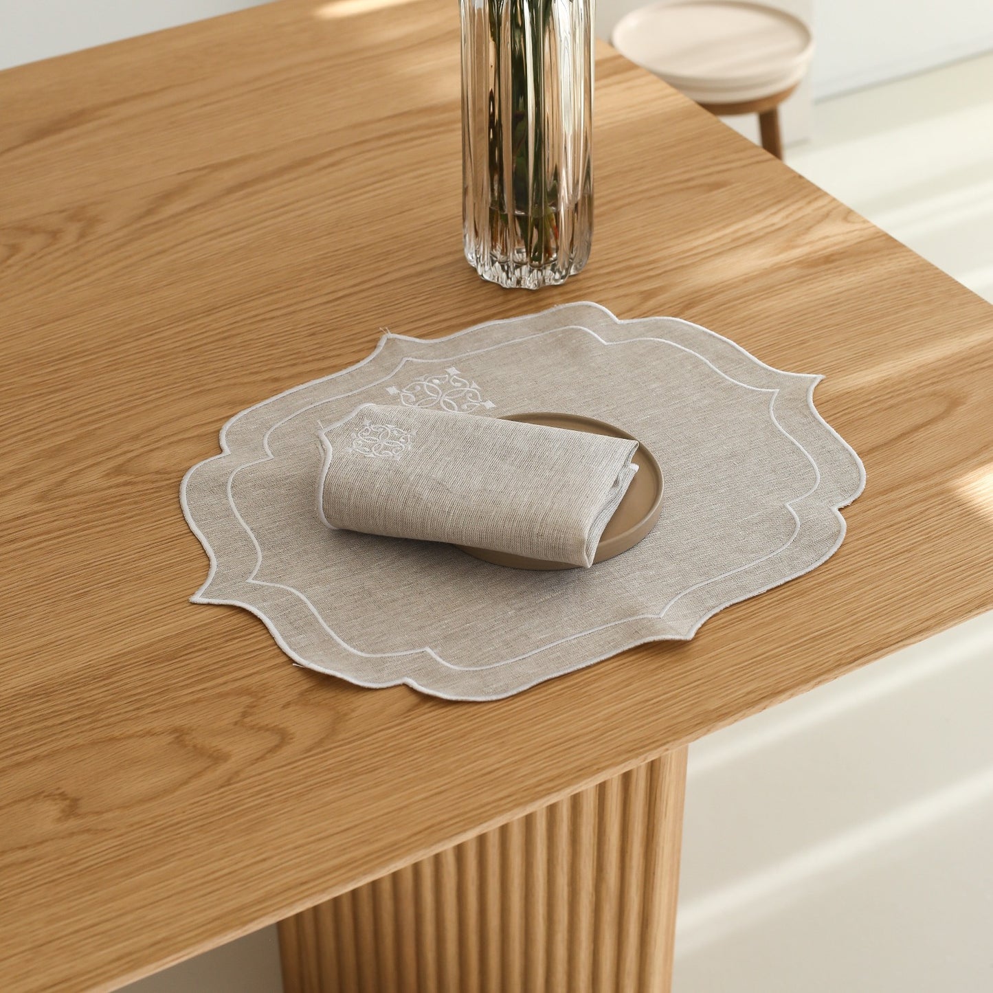 Beige Figura Linen Placemat (Set of 2)