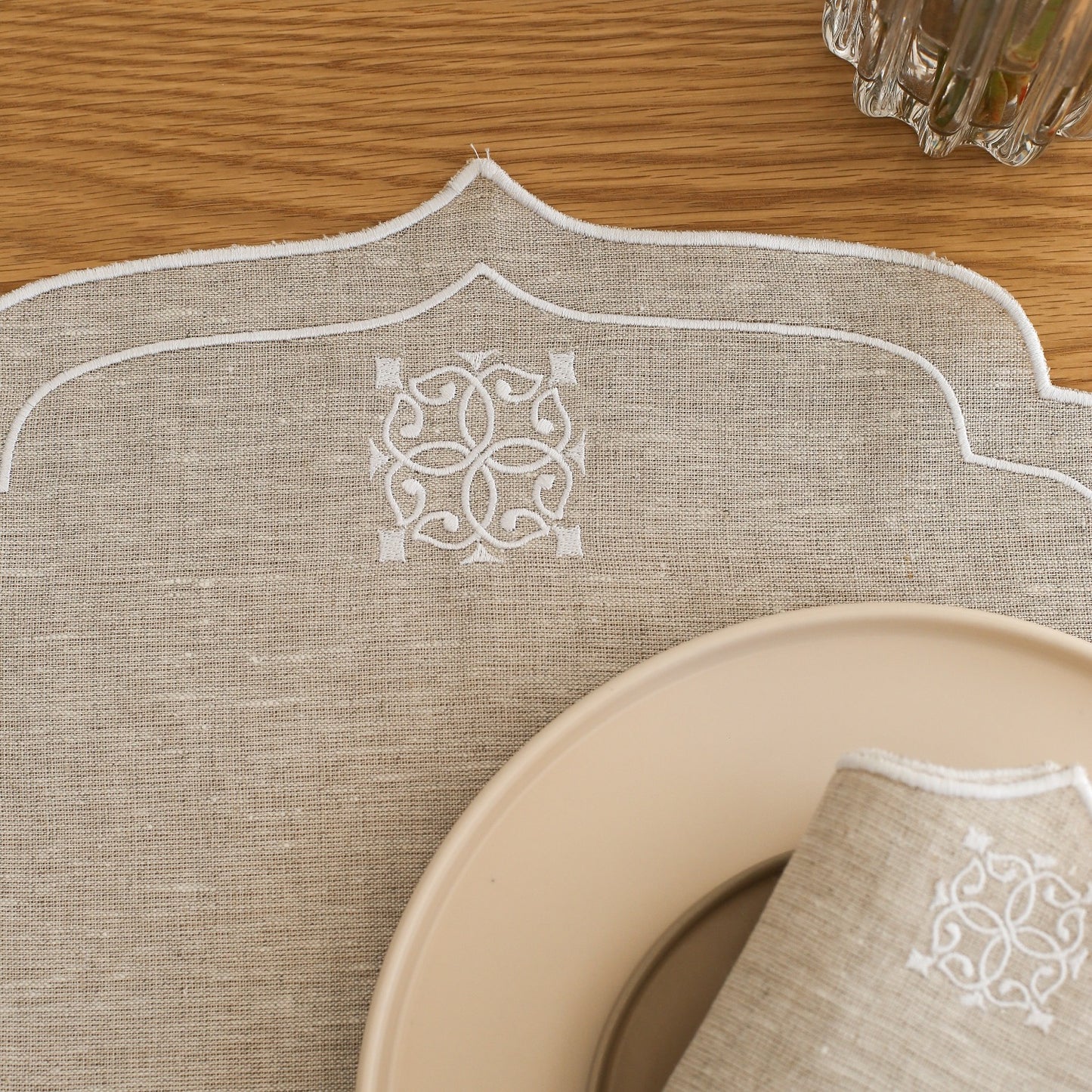 Beige Figura Linen Placemat (Set of 2)