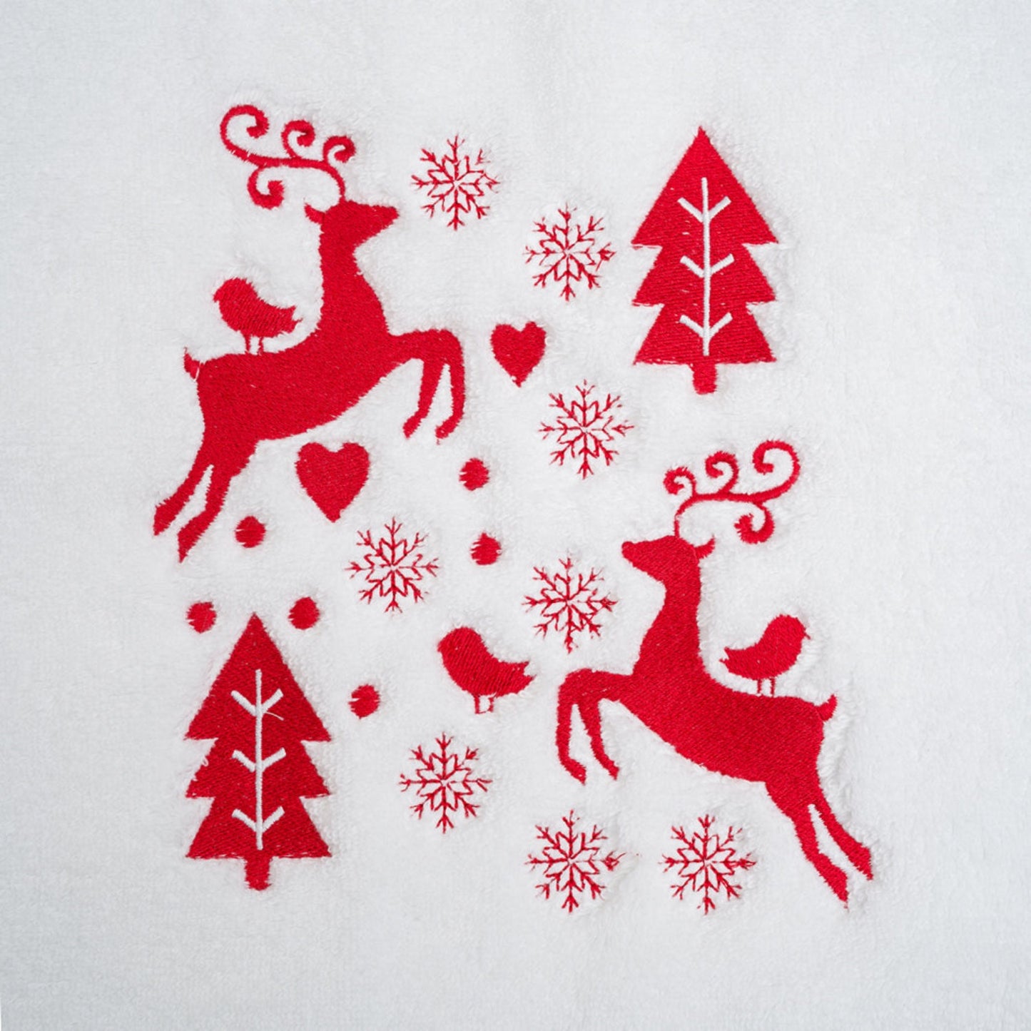 Christmas Deer Embroidery Face Towel