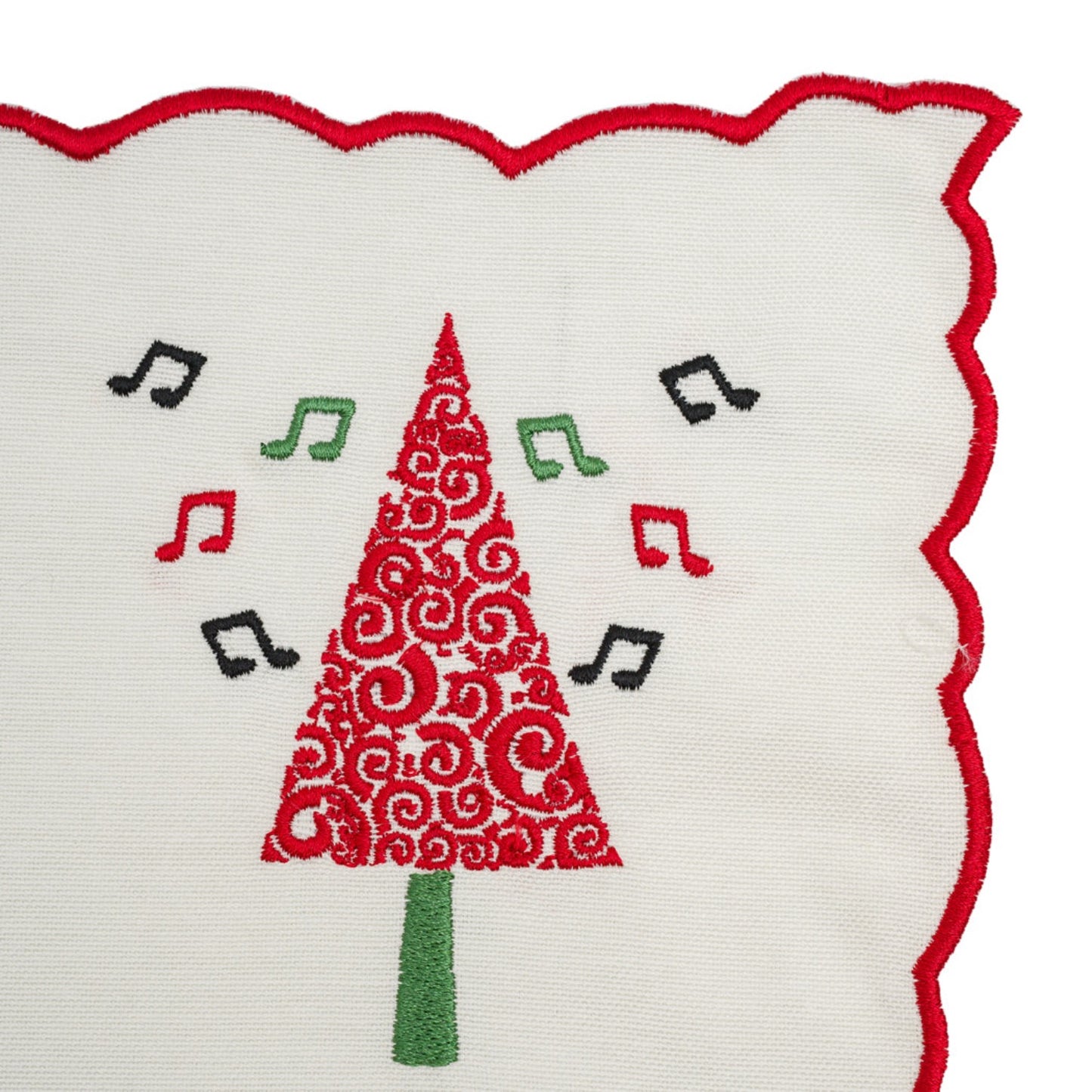 Set of 2 Christmas Tree Embroidery Cotton Placemat