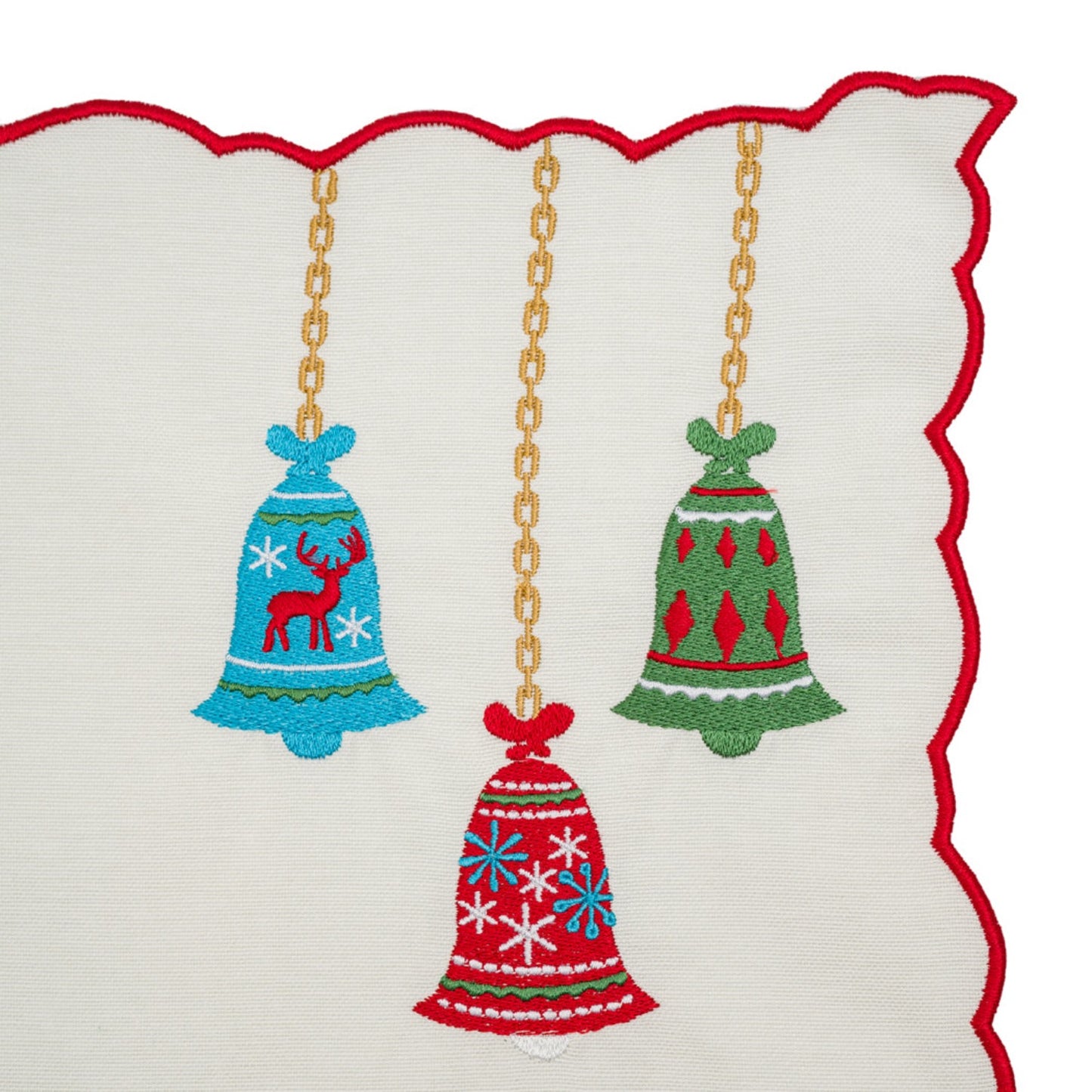 Set of 2 Christmas Bells Embroidery Cotton Placemat