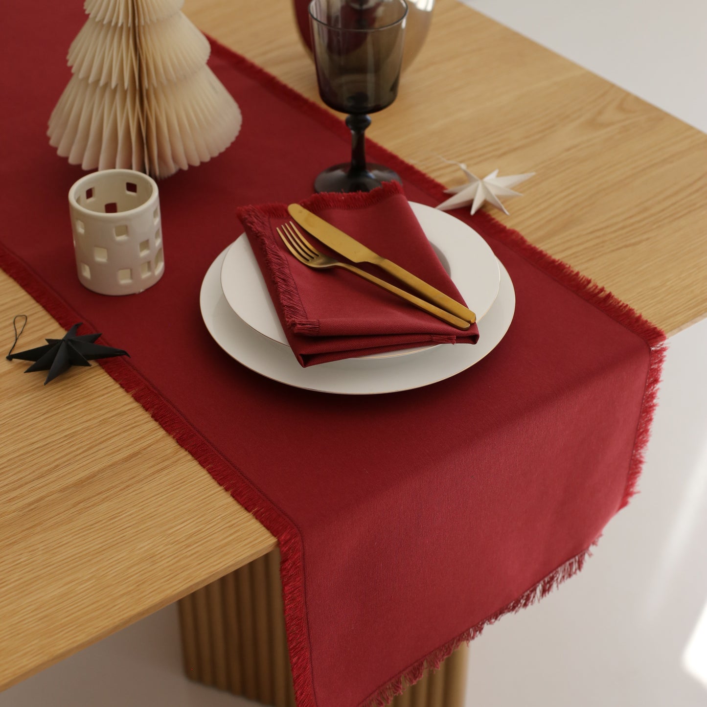 Burgundy Linen Runner