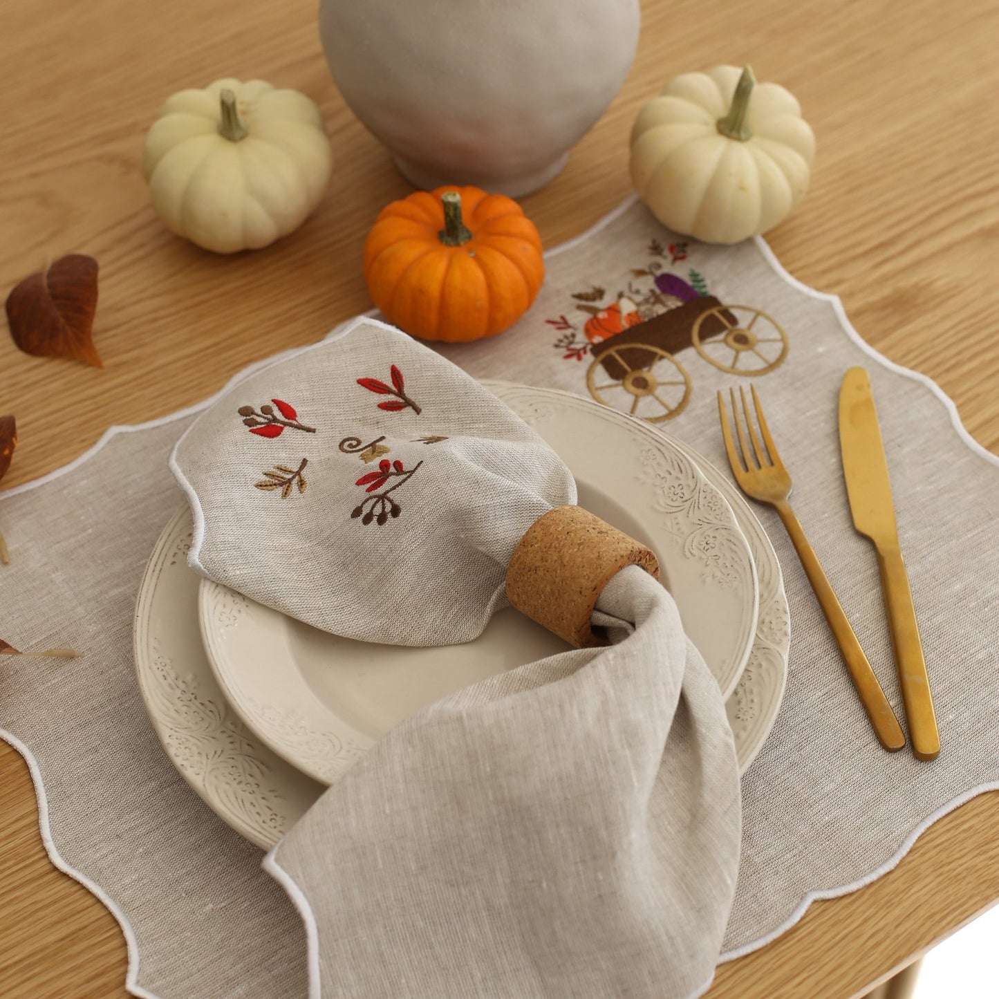 Autumn Basket Linen Placemats (Set of 2)