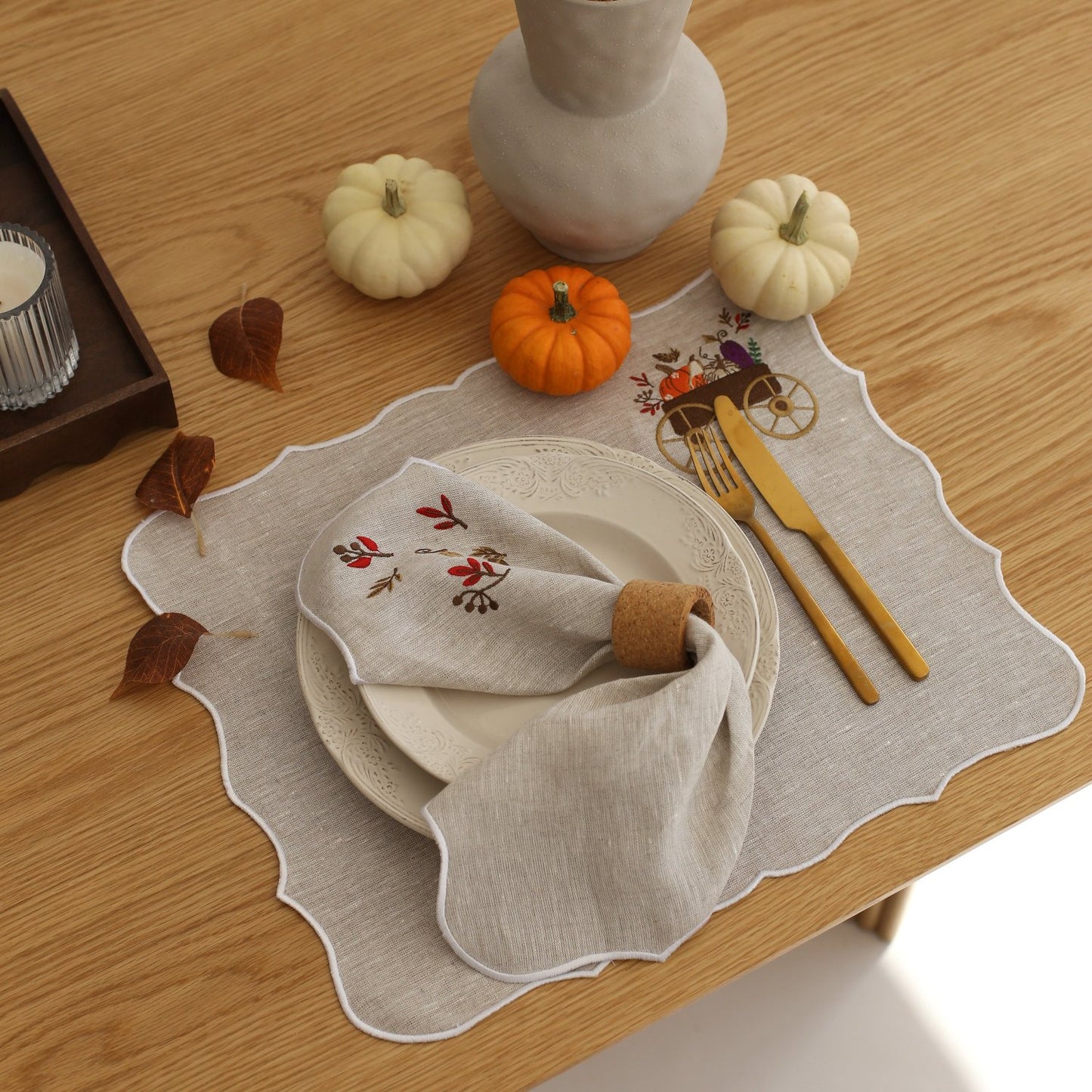 Autumn Basket Linen Placemats (Set of 2)