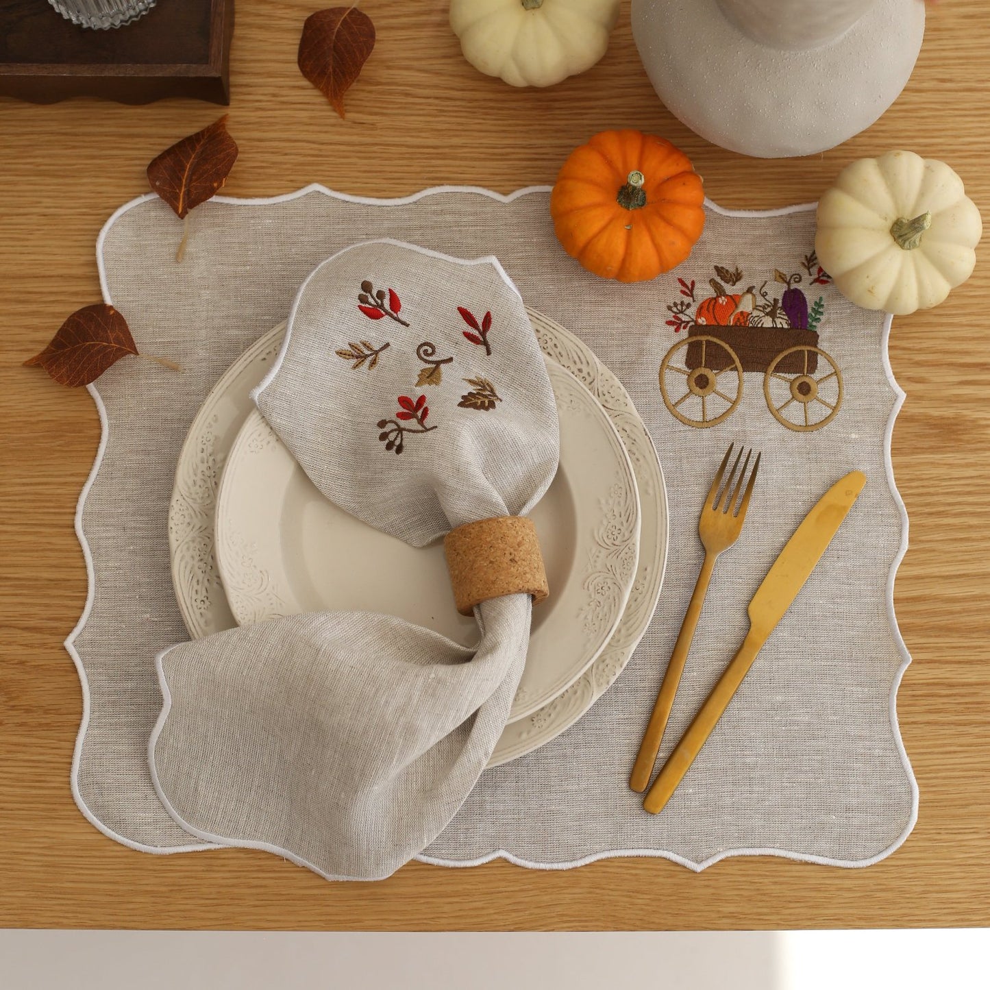 Autumn Basket Linen Placemats (Set of 2)