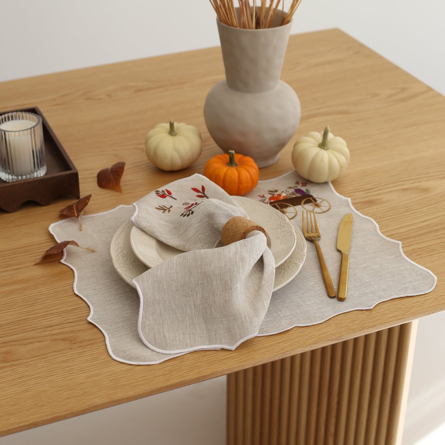 Autumn Basket Linen Placemats (Set of 2)