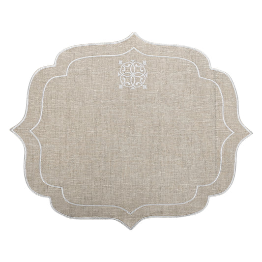 Beige Figura Linen Placemat (Set of 2)