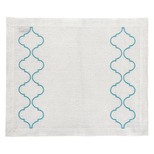 Turquoise Catena Linen Placemat - Set of 2