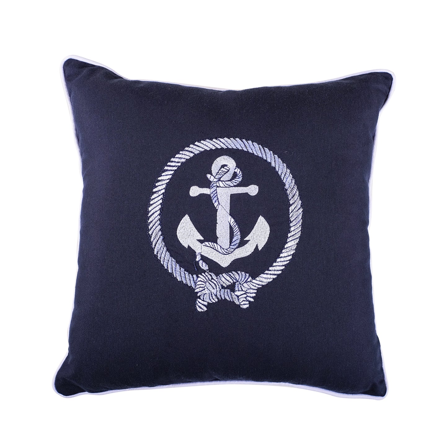 White Anchor Embroidery Pillowcase