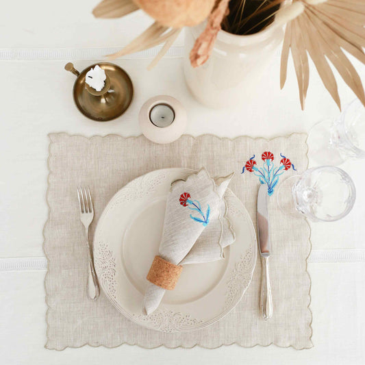 Turquoise Clove - Set of 4 Linen Placemat