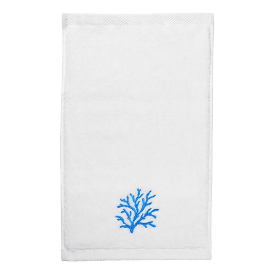 Turquoise Coral Embroidery Hand Towel