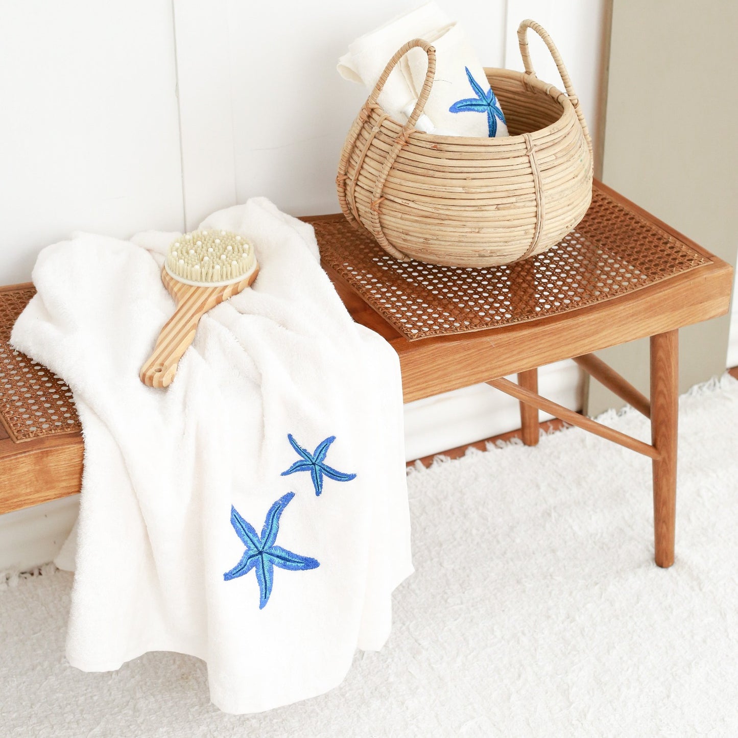 Starfish Embroidered Hand Towel