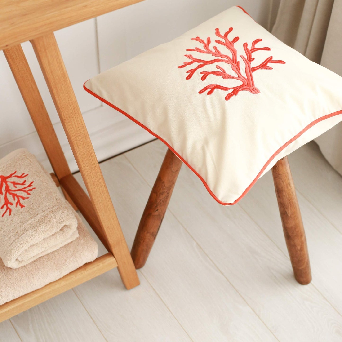 Red Coral Embroidery Pillowcase