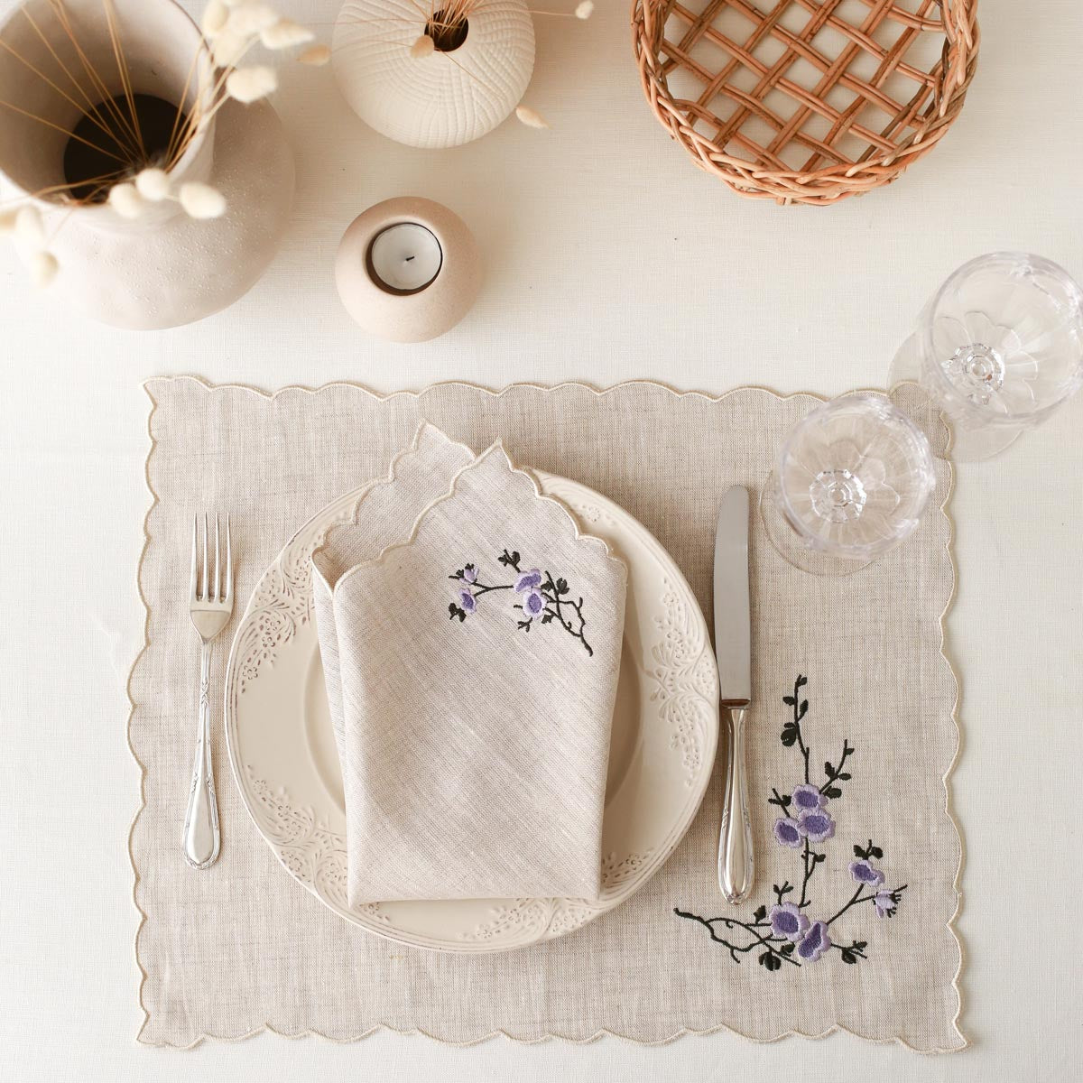 Purple Viola - Set of 4 Linen Napkin