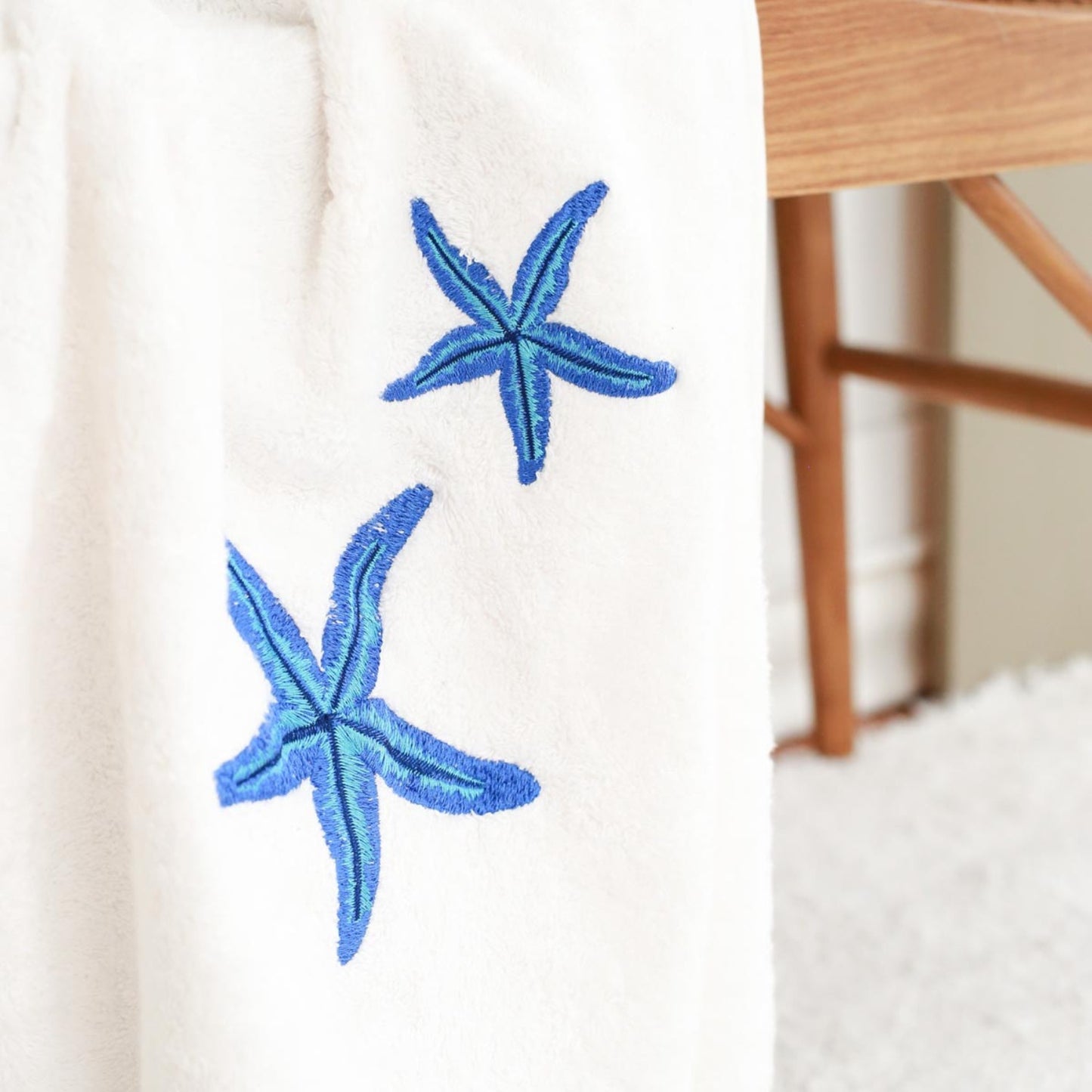 Starfish Embroidered Bath Towel